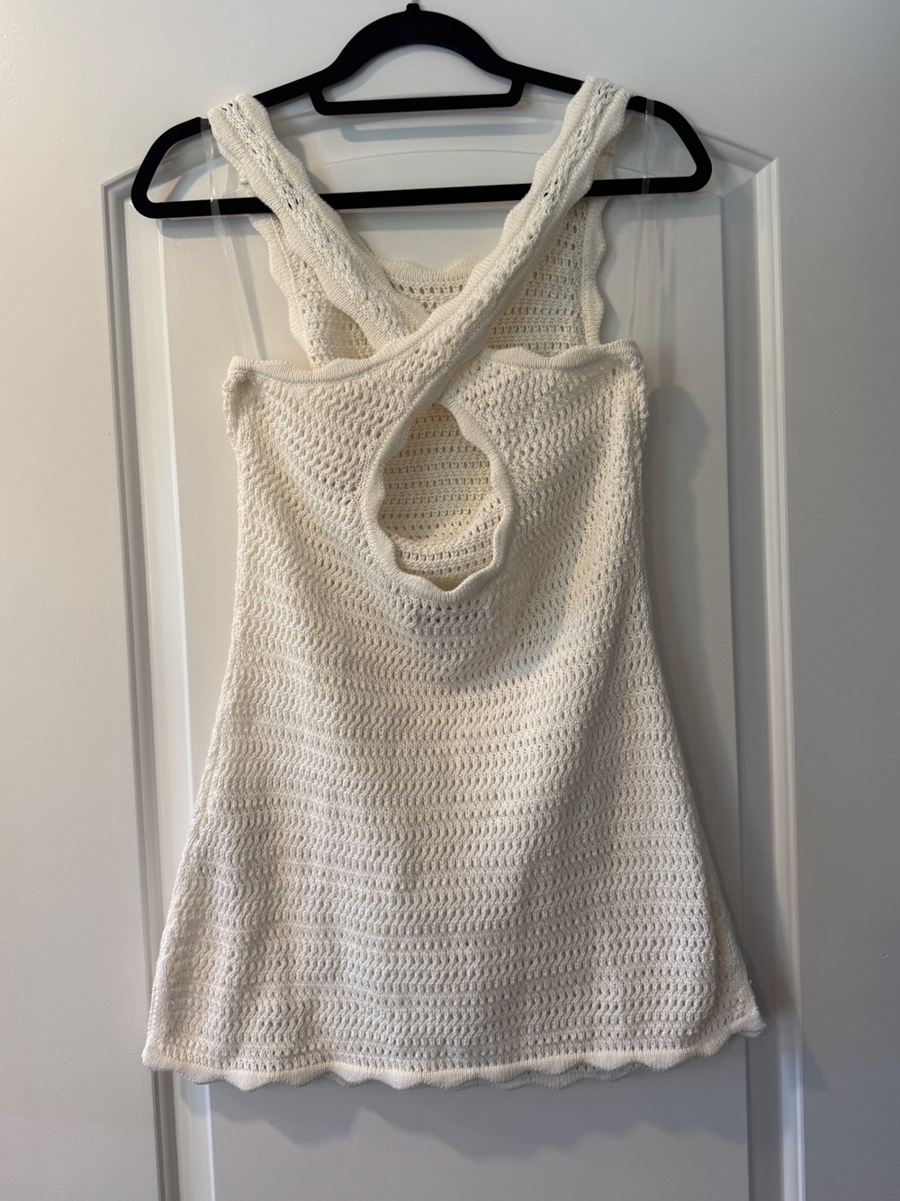 Abercrombie White Crochet Criss Cross Back Swim Cover Up Dress